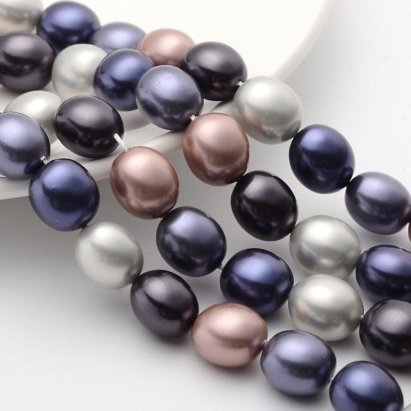 Uniq Perler Shell Perler ca. 12-14 mm ovale shell perler i farve mix