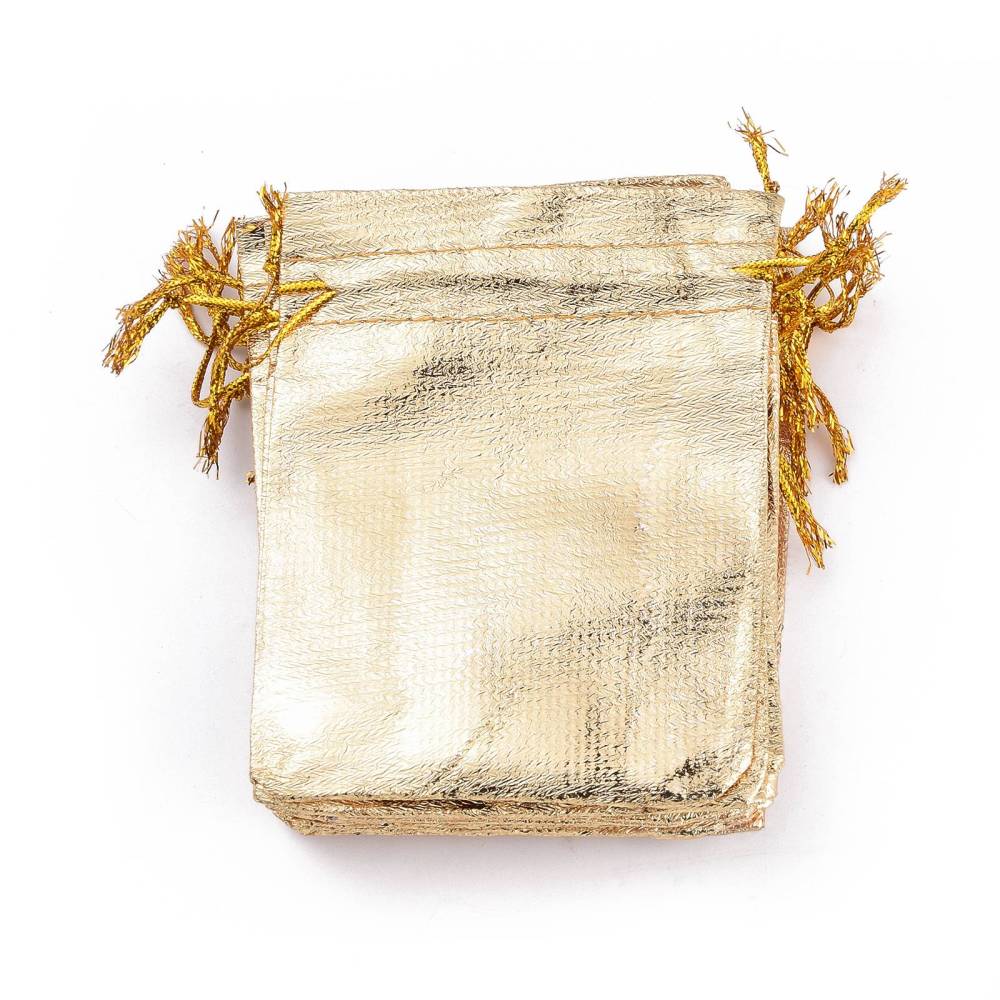 Uniq Perler smykkeposer 10 stk "guld" organza smykke poser, str 12x9 cm