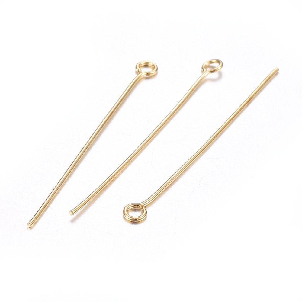Pearl Rods With Eye, Gold Plated Sterling Silver, 40mm (Price Per Pair Or 10 Pairs)