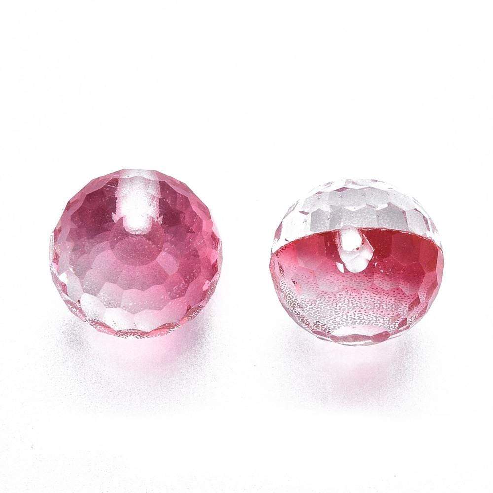 Uniq Perler Top/anboret perler. 1 stk. 8 m facetteret topboret perler - Pink