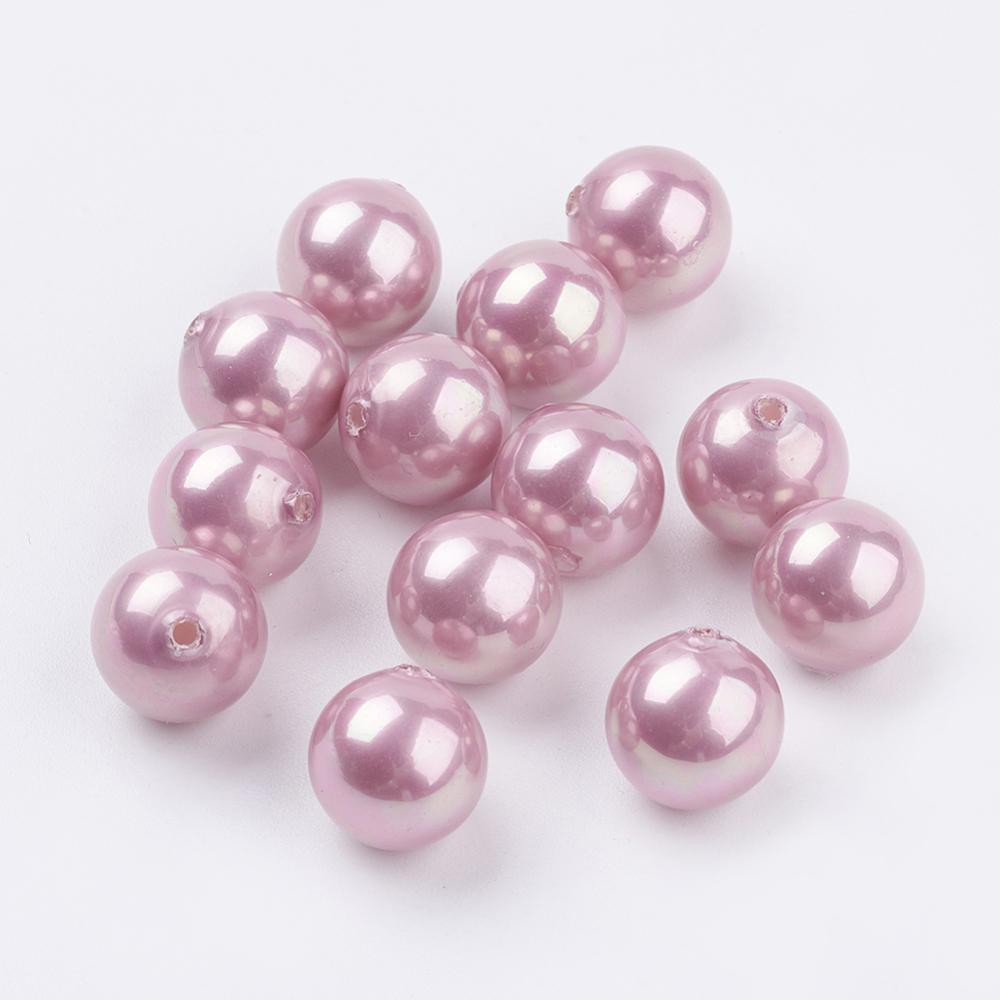 Uniq Perler Top/anboret perler. 10 mm top/anboret shell perler, pink