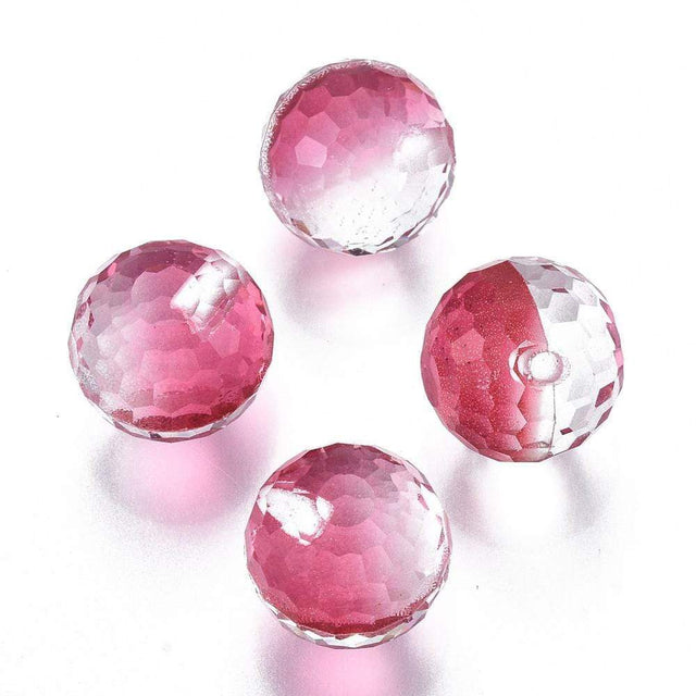 Uniq Perler Top/anboret perler. 4 stk. 8 m facetteret topboret perler - Pink