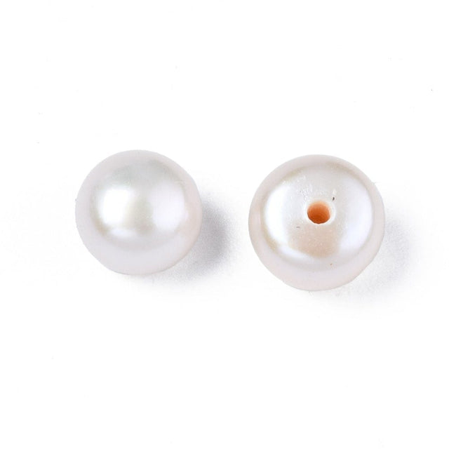 Uniq Perler Top/anboret perler. 5-6 mm ferskvandsperler topboret til evt. ørestikkere (Pr. par)