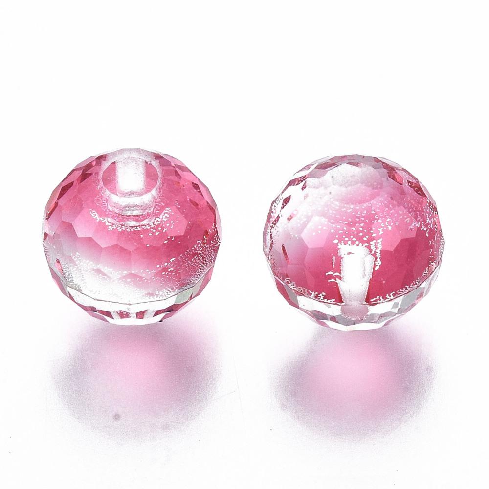 Uniq Perler Top/anboret perler. 8 m facetteret topboret perler - Pink