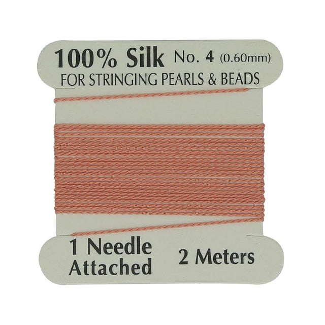 Uniq Perler Tråd etc Silkesnor med nål, lys orange, str. 4