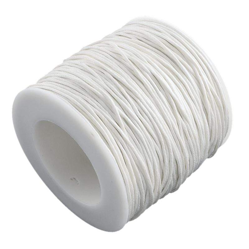 Waxed Cotton Cord, White, 1mm, 100m