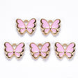 Uniq Perler vedhæng 10 stk. sommerfugle med rosa emalje 10x13 mm