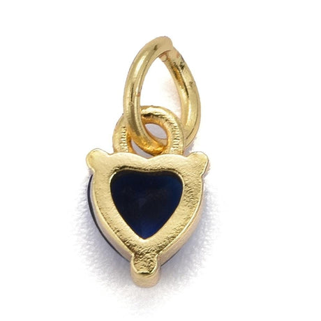 Uniq Perler vedhæng Forgyldt hjerte vedhæng med blå zirkonia sten 8x5x3,5 mm
