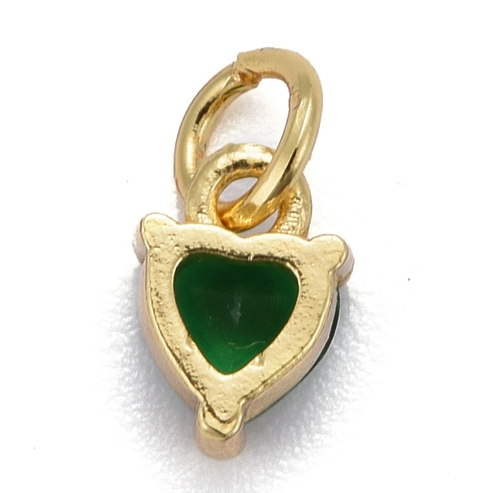 Uniq Perler vedhæng Forgyldt hjerte vedhæng med grøn zirkonia sten 8x5x3,5 mm