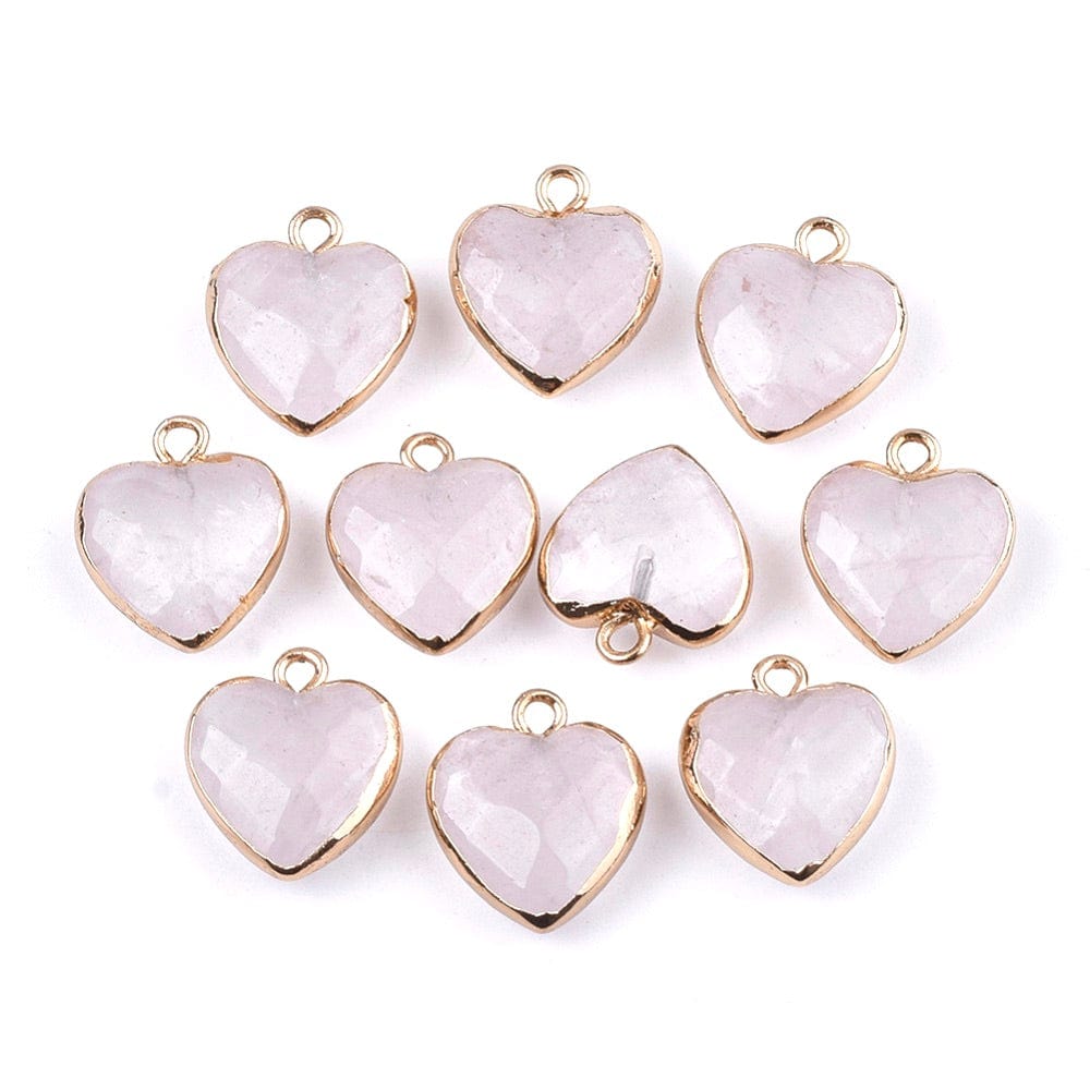 Uniq Perler vedhæng Smukt facetteret hjerte i rosa kvarts, 15x17 mm