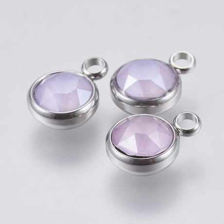 Uniq Perler vedhæng Stål vedhæng med violet/lilla glas