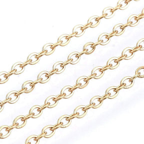 Wasserdichte Ankerkette – Flach Oval, Vergoldet Stahl (3x2x0,5mm) - Uniq Perler - 418883