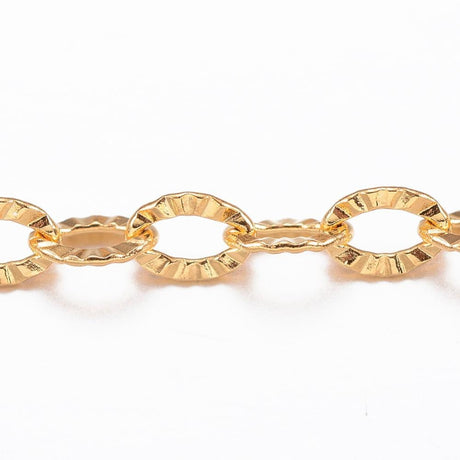 Vandfast Kæde Med Mønster – Forgyldt Stål (3,5x2,5x0,4mm), Pr. meter - Uniq Perler - 557849