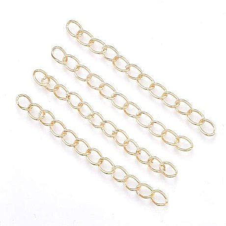 Vandfast Kædeforlænger, Forgyldt Stål, (47x3mm), 4 Stk - Uniq Perler - 232213312