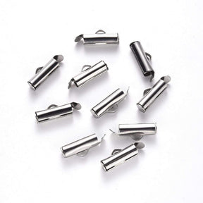 Vandfast Slide Ends Til Vævede Perlearmbånd – Stål (6x13x4mm) 10 stk. - Uniq Perler - 3696