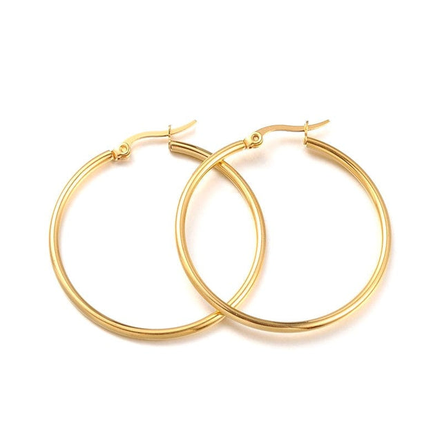 Vandfaste Creoler - 18K Forgyldt Stål (40mm) - Uniq Perler - 0000000037