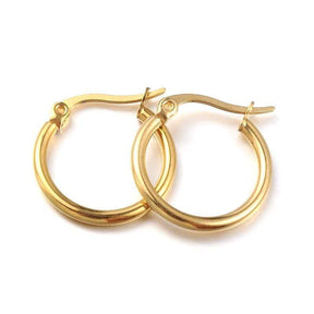 Water-resistant Hoops/Hoops - 18K Gold-plated Steel (15mm) - Uniq Perler - 38483837