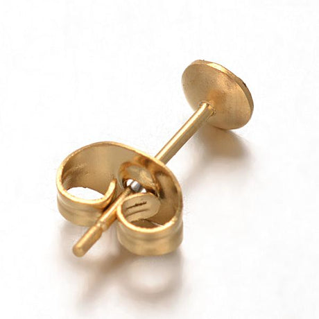 Vandfaste Ørestikkere Til Topboret/Anboret Perler, Forgyldt Stål, (4mm) - Uniq Perler - 76500878