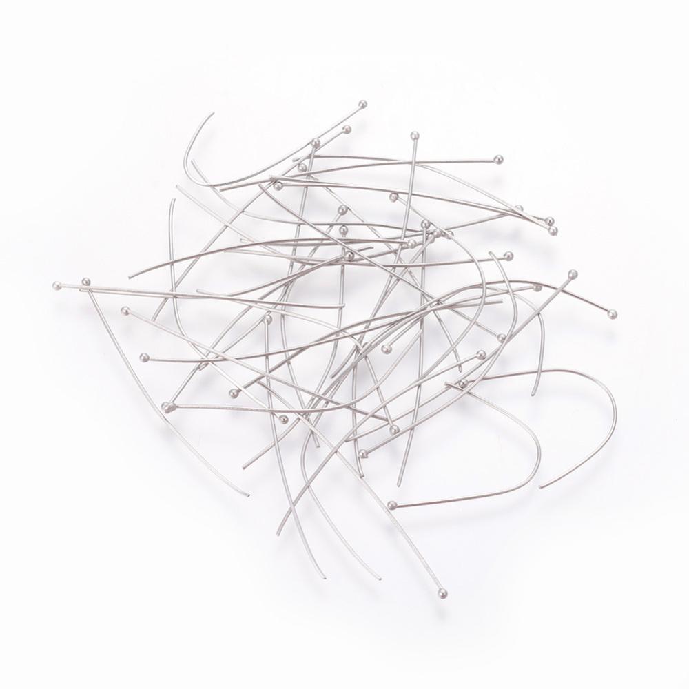 Vandfaste Perlestave Med Rundt Hoved – Stål (35x0,4mm), 250 Stk - Uniq Perler - 157272