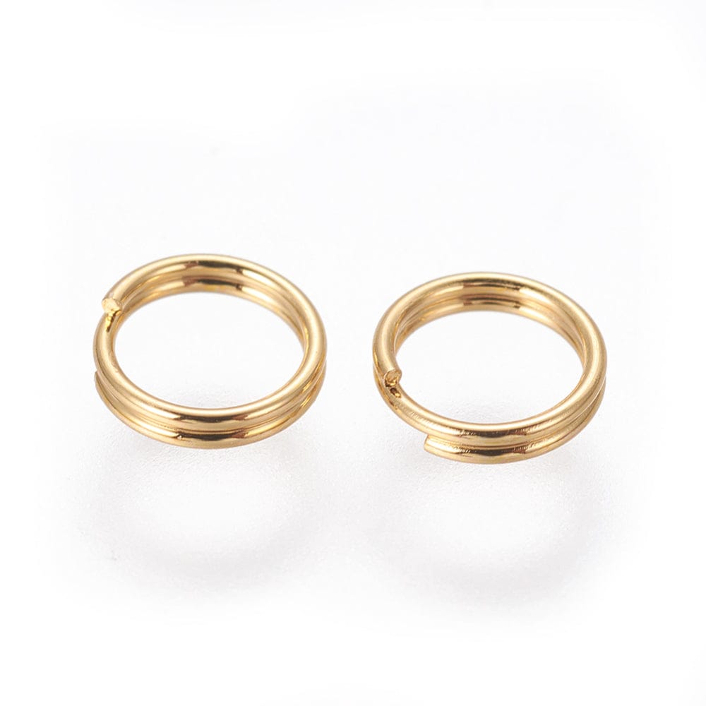 Vandfaste Splitringe - 18K Forgyldt Stål (5x1mm, 10 stk) - Uniq Perler - 232387