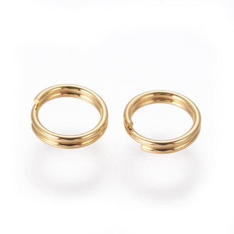 Vandfaste Splitringe - 18K Forgyldt Stål (5x1mm, 10 stk) - Uniq Perler - 232387