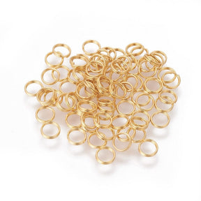 Water-resistant Split rings - 18K Gold-plated Steel (5x1mm, 10 pcs) - Uniq Perler - 232387