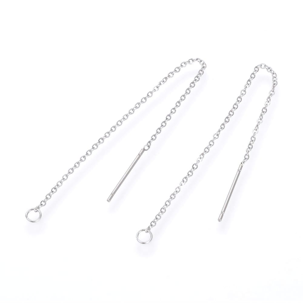 Vandfaste Stål Ørekæder – Stålfarvet (94mm) - Uniq Perler - 250297