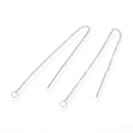 Vandfaste Stål Ørekæder – Stålfarvet (94mm) - Uniq Perler - 250297