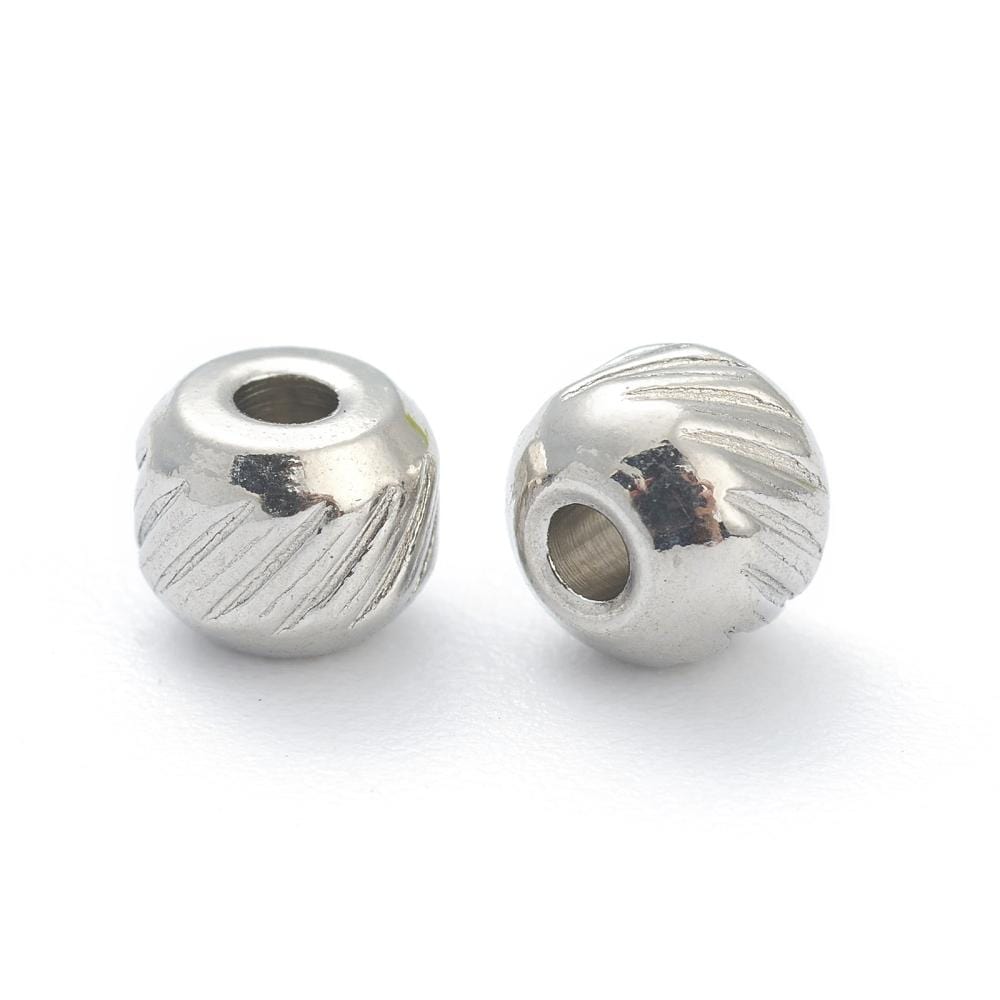 Vandfaste Stål Perler Med Mønster, 4x3,5mm, (10 Stk) - Uniq Perler - 0000007111