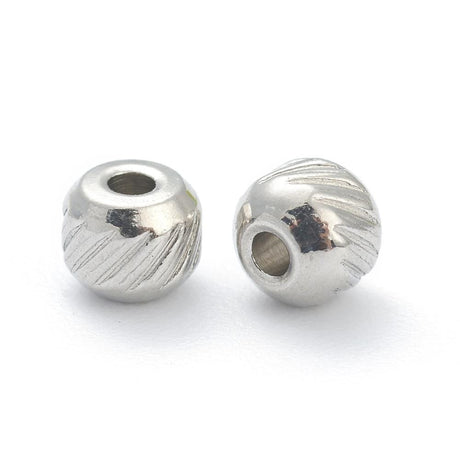 Vandfaste Stål Perler Med Mønster, 4x3,5mm, (10 Stk) - Uniq Perler - 0000007111