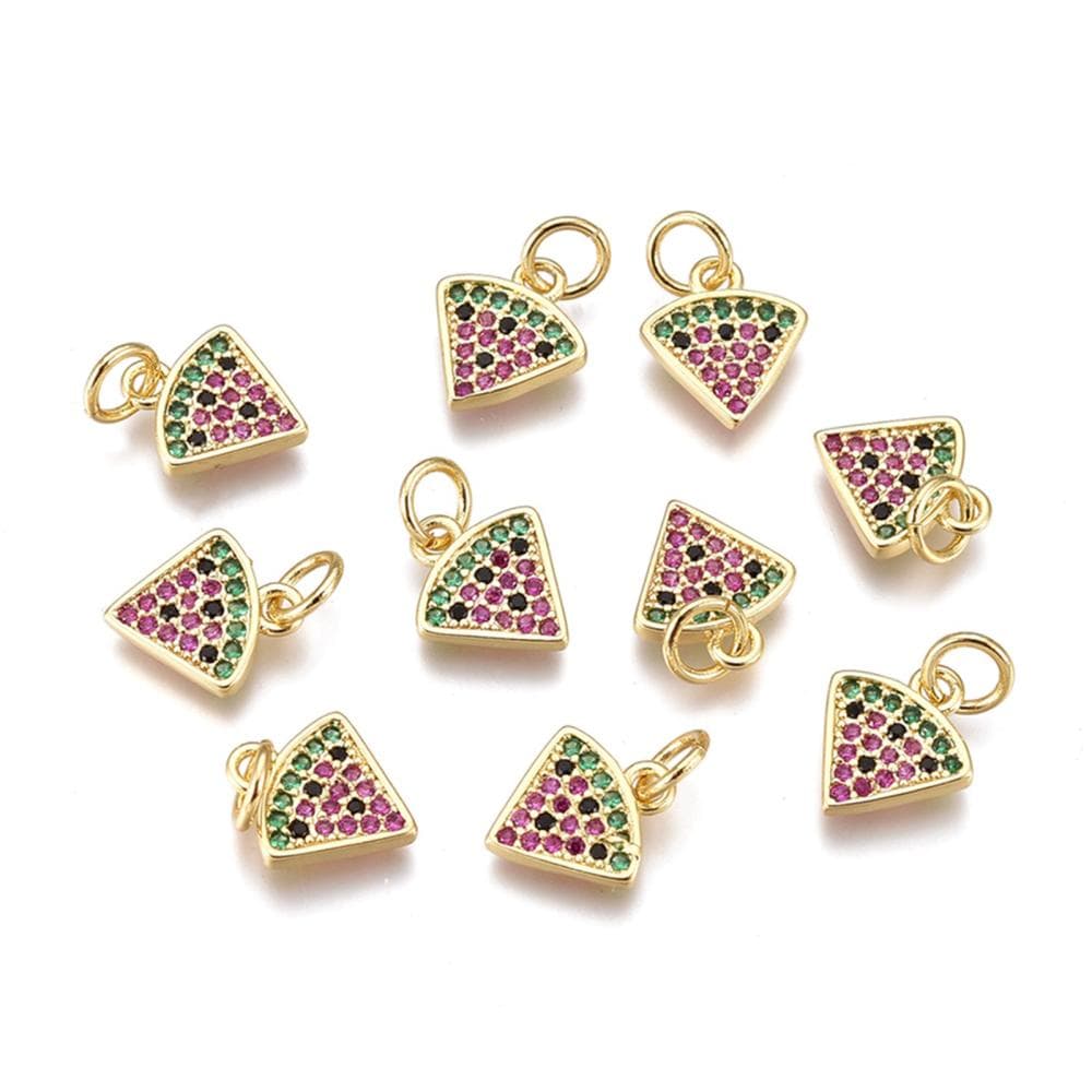 Vandmelon Vedhæng – Farvet Zirkonia Sten (11x10mm) - Uniq Perler - 653667877