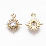 Vedhæng Med Klar Zirkonia Sten, Langtidsholdbar Forgyldning, 13,5x11mm - Uniq Perler - 112182