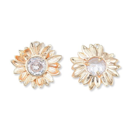 Vedhæng Med Zirkonia Sten, 18K Forgyldt, 17x15mm - Uniq Perler - 76556788