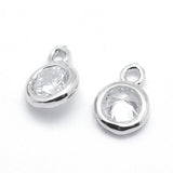 Vedhæng Ved Zirkonia Sten, Platinium Belagt, 7x5x2,5mm - Uniq Perler - 10710