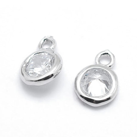 Vedhæng Ved Zirkonia Sten, Platinium Belagt, 7x5x2,5mm - Uniq Perler - 10710