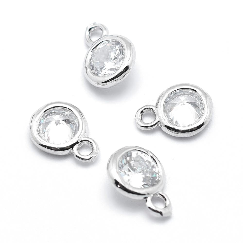 Vedhæng Ved Zirkonia Sten, Platinium Belagt, 7x5x2,5mm - Uniq Perler - 10710