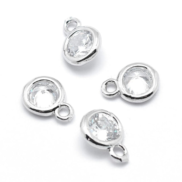 Vedhæng Ved Zirkonia Sten, Platinium Belagt, 7x5x2,5mm - Uniq Perler - 10710