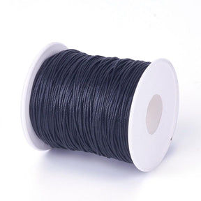 Waxed Cotton Cord – Black (1mm), 100m - Uniq Perler - 366541