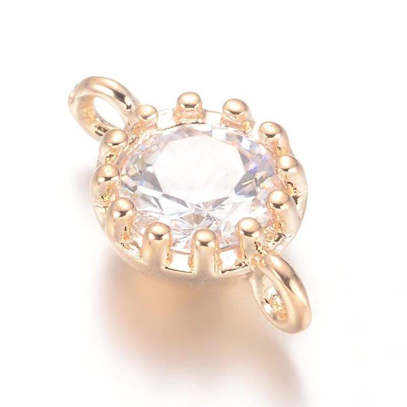 Zirkonia Mellemled/Link, Forgyldt, (11,5x6mm) - Uniq Perler - 774528